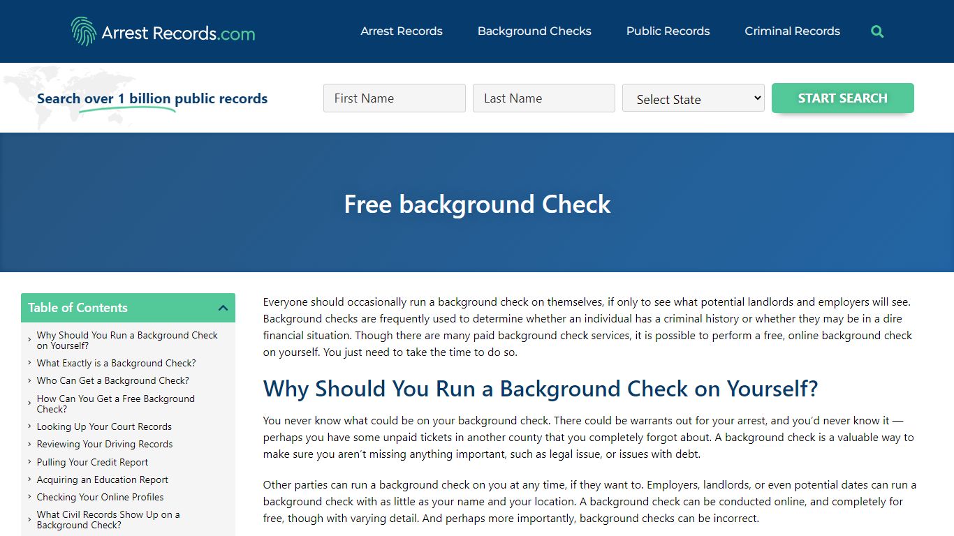 Free background Check - Arrest Records.com