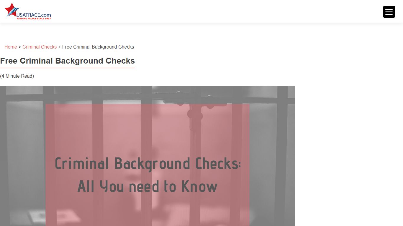 Free Criminal Background Checks & More - USATrace.com